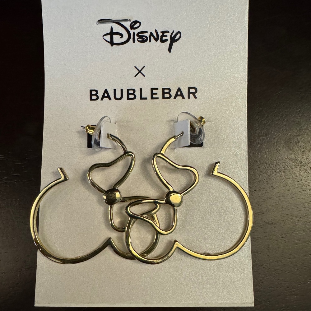 Disney X Baublebar Minnie Mouse Gold Outline Earrings NEW WITHOUT TAGS